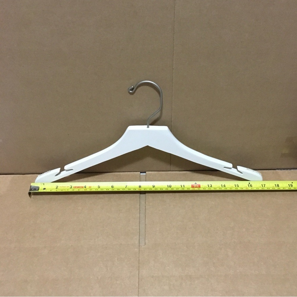 Mainetti White Wood Hangers Set of 15 Swivel Hook Non-Slip Notched Shoulder 17in